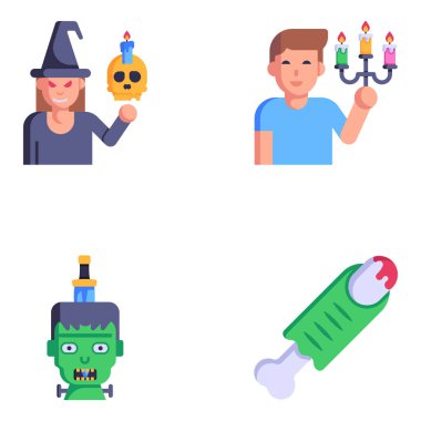 Cadılar Bayramı Düz Simgelerinin Korkunç Elementleri