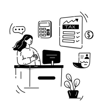 Muhasebe karikatürü, vektör illüstrasyonu