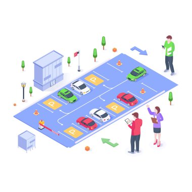 Park alanı karikatürü, vektör illüstrasyonu