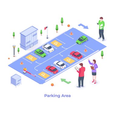 Park alanı karikatürü, vektör illüstrasyonu