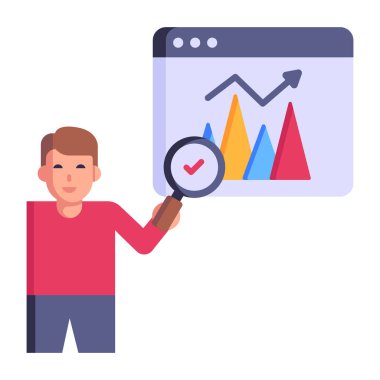 Web Analitik karikatürü, vektör illüstrasyonu