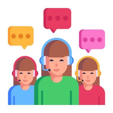 customer service operators with speech bubbles, vector illustration graphic design