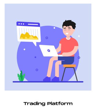 Platform karikatürü, vektör illüstrasyonu ticareti