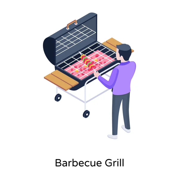 Barbecue Grill Cartoon Vector Illustration — Stock Vector