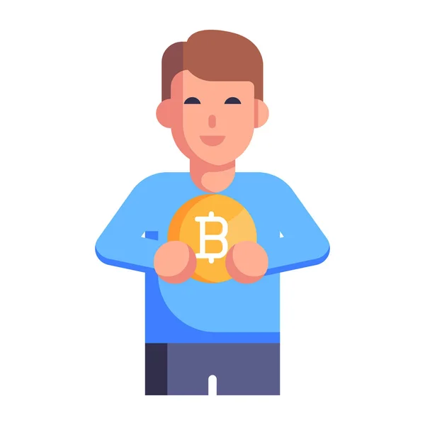 Bitcoin Trader Cartoon Vector Illustration — 스톡 벡터