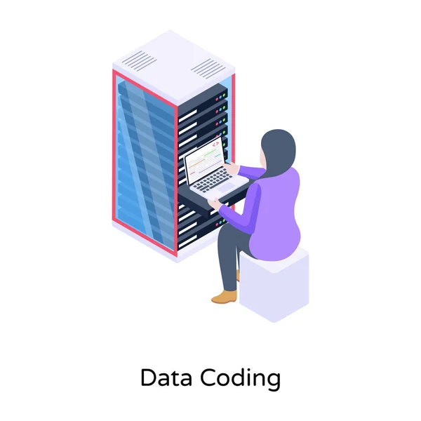 Data Coding Cartoon Vector Illustration — Vettoriale Stock