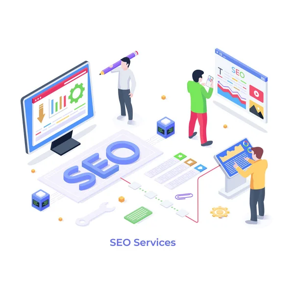 Seo Services Карикатура Векторна Ілюстрація — стоковий вектор