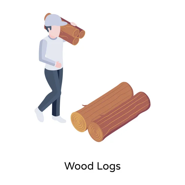 Hout Logs Cartoon Vector Illustratie — Stockvector