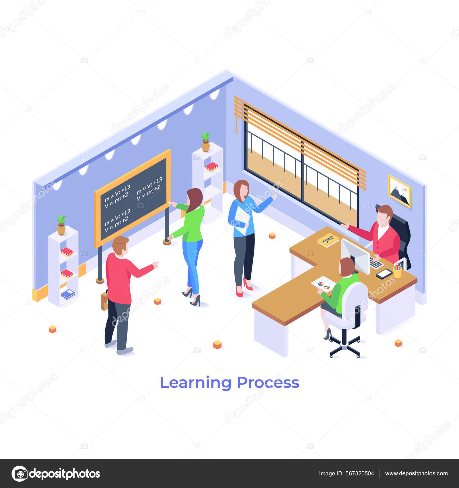 Desenho Animado Processo Aprendizagem Ilustração Vetorial Vetor de ...