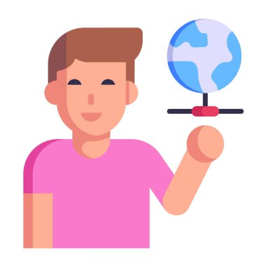 Global Ağ karikatürü, vektör illüstrasyonu