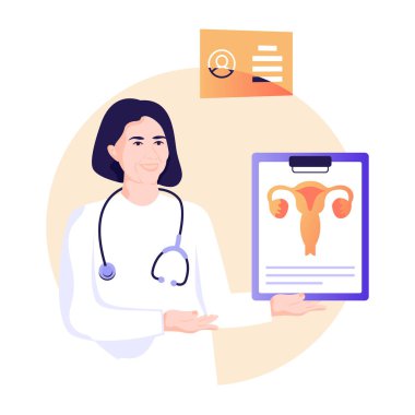 Jinekolog karikatürü, vektör çizimi 