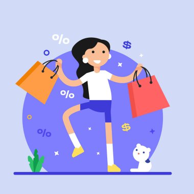 Shopping cartoon, vector illustration