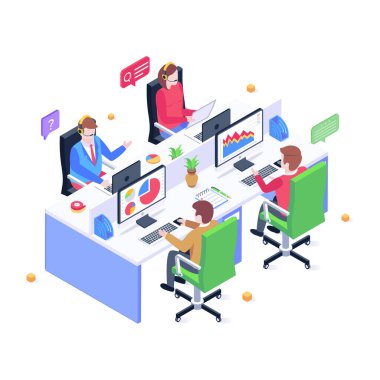 BPO Servisleri karikatürü, vektör illüstrasyonu