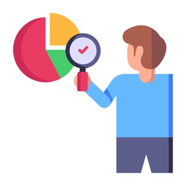 Veri Analizi karikatürü, vektör illüstrasyonu