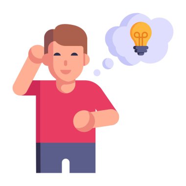 Yaratıcı Düşünce karikatürü, vektör illüstrasyonu