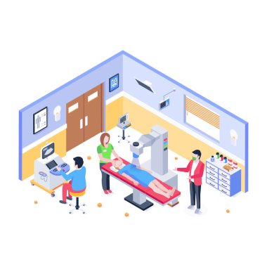 Ultrason karikatürü, vektör illüstrasyonu