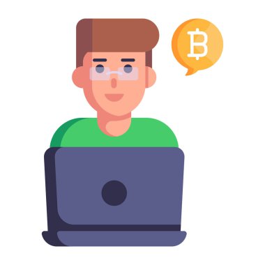 Çevrimiçi Ticaret karikatürü, vektör illüstrasyonu