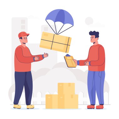 Balon Teslimatı karikatürü, vektör illüstrasyonu 