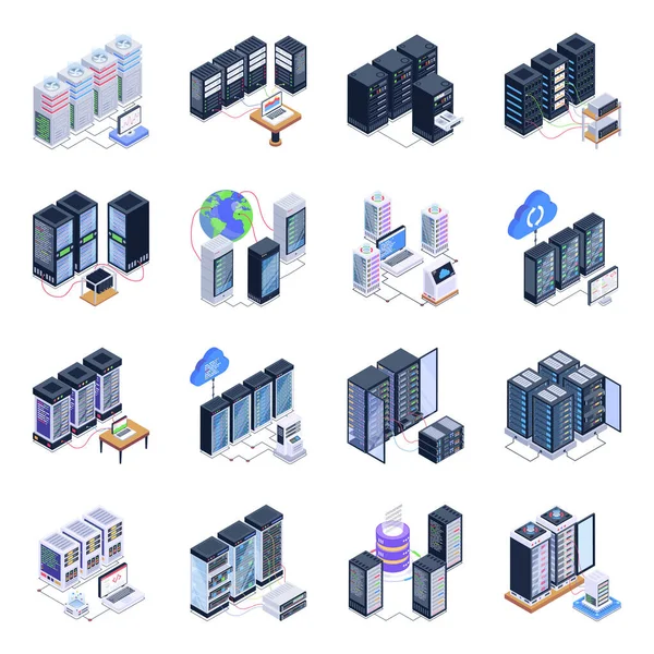 Server Room Icon Database Concept Vector Illustration Design — Vector de stock