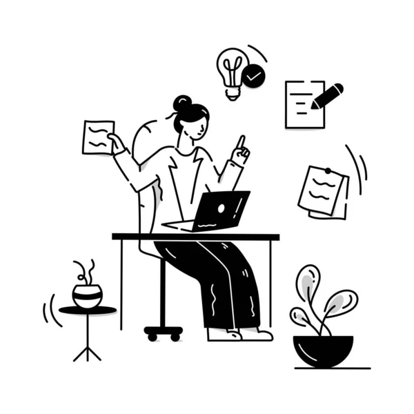 Karikatura Freelance Writer Vektorová Ilustrace — Stockový vektor