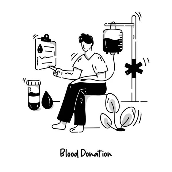 Desenhos Animados Doação Sangue Ilustração Vetorial — Vetor de Stock