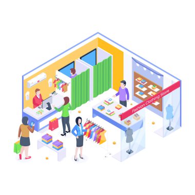 Butik karikatür, vektör çizimi