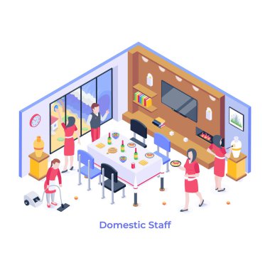 Yerel Personel karikatürü, vektör illüstrasyonu