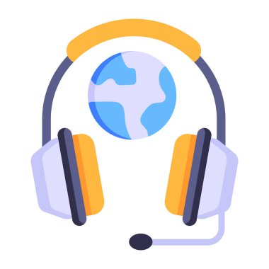 Küresel Destek çizgi filmi, vektör illüstrasyonu