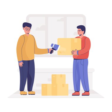 Ürün Tarama karikatürü, vektör illüstrasyonu