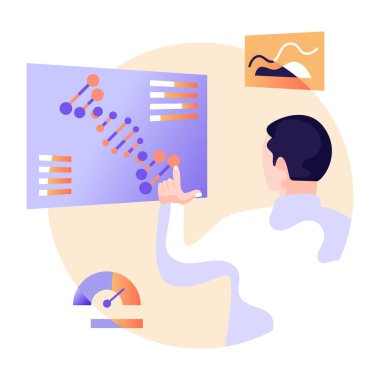 DNA İzleme karikatürü, vektör illüstrasyonu