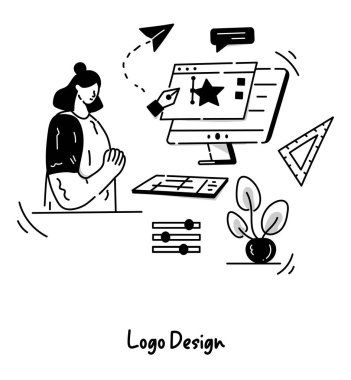 Logo Tasarımı karikatürü, vektör illüstrasyonu