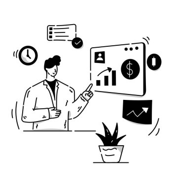 Muhasebe Denetim karikatürü, vektör illüstrasyonu