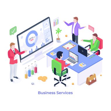 İş Hizmetleri karikatürü, vektör illüstrasyonu