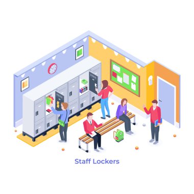 Personel Dolapları karikatürü, vektör illüstrasyonu