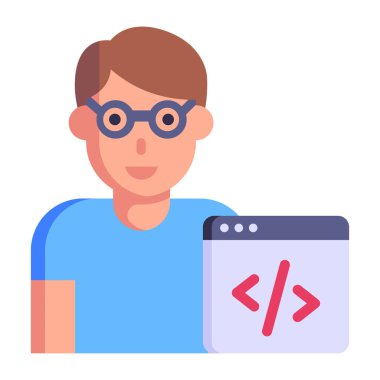 Kodlayıcı çizgi film, vektör illüstrasyonu