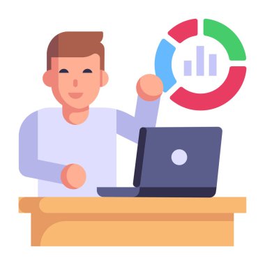 Veri Analizi karikatürü, vektör illüstrasyonu