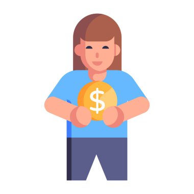 Sponsor karikatürü, vektör illüstrasyonu