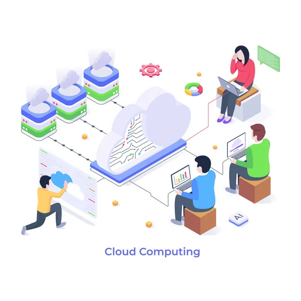 Cloud Computing Tecknad Film Vektor Illustration — Stock vektor