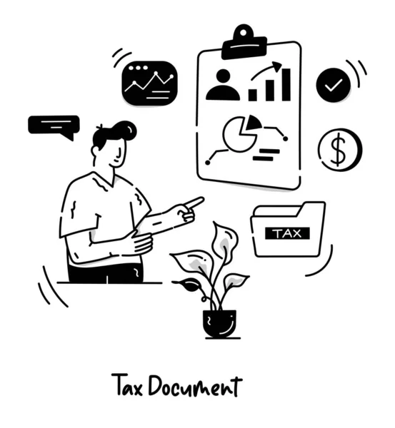 Φορολογικό Έγγραφο Κινουμένων Σχεδίων Διανυσματική Απεικόνιση — Διανυσματικό Αρχείο