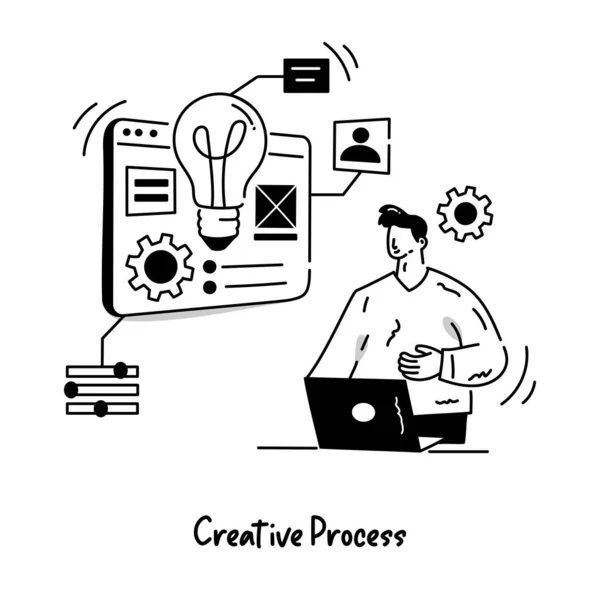 Creatief Proces Cartoon Vector Illustratie — Stockvector