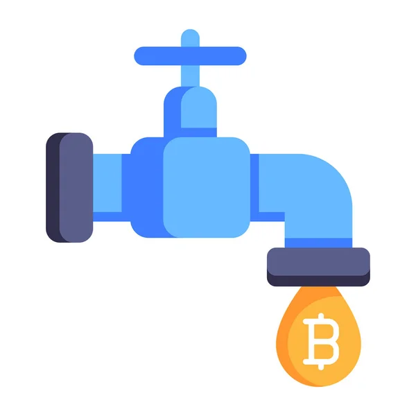 Bitcoin Faucet Dibujos Animados Ilustración Vectores — Vector de stock