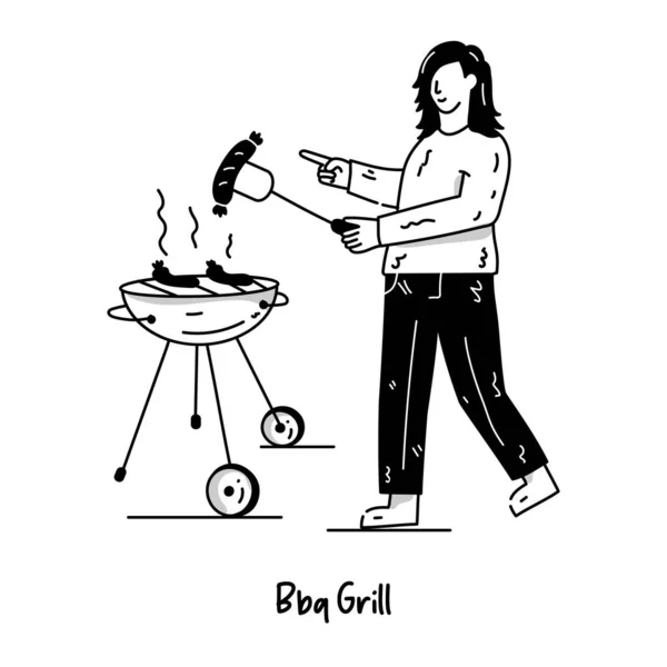 Bbq Grill Desenho Animado Ilustração Vetorial — Vetor de Stock