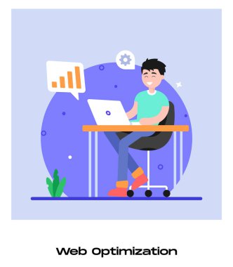 Web optimizasyon çizgi filmi, vektör illüstrasyonu