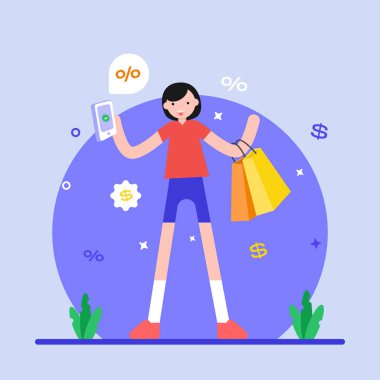 Hediye kartı karikatürü, vektör illüstrasyonu