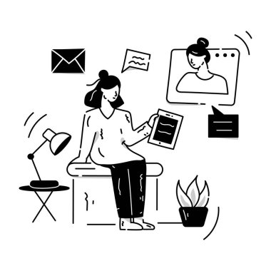 Workplace cartoon, vector illustration