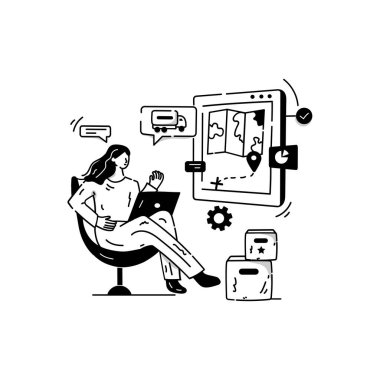 Kargo İzleme karikatürü, vektör çizimi