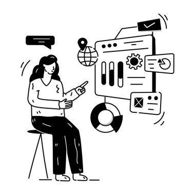 Veri Mühendisliği karikatürü, vektör illüstrasyonu