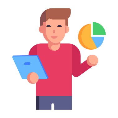 İş Analisti karikatürü, vektör illüstrasyonu