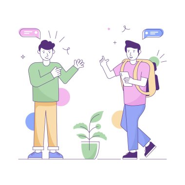 Akademik Tartışma karikatürü, vektör illüstrasyonu