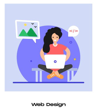 Web Tasarım karikatürü, vektör illüstrasyonu